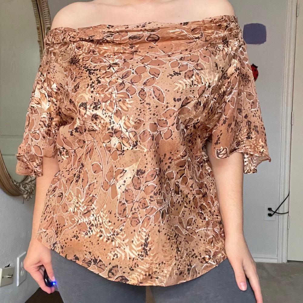 Beautiful Fairy‎ Whimsy Silk Off the Shoulder Blouse - Picture 7 of 8